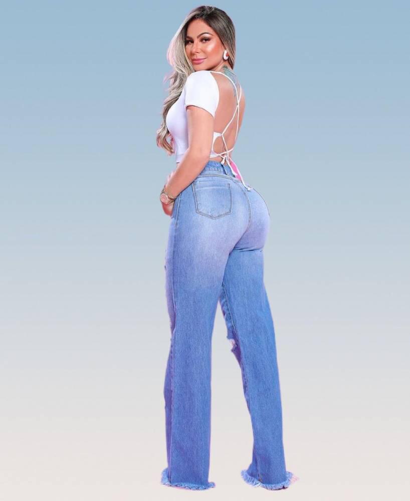 CALÇA JEANS DESTROYD WIDE LEG