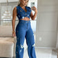 CALÇA JEANS WIDE LEG LEVANTA BUMBUM