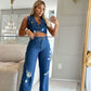 CALÇA JEANS WIDE LEG LEVANTA BUMBUM