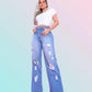 CALÇA JEANS DESTROYD WIDE LEG